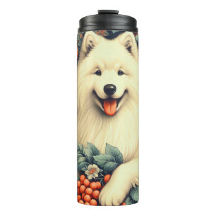 Termo Cute Samoyed Floral Pintura
