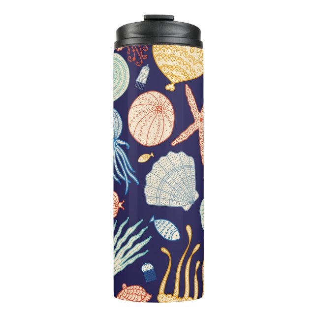 Termo Cute seamless pattern with jellyfish, shells, fish (Anverso)