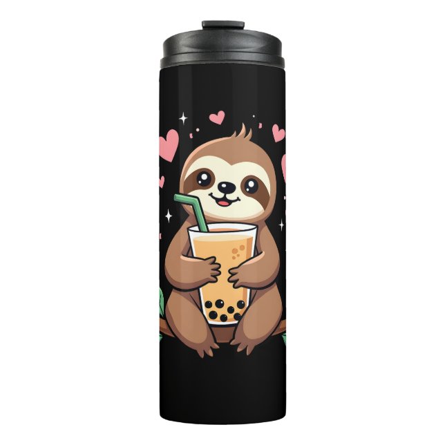 Termo Cute Sloth Boba Bubble Milk Tea Kawaii Women Girls (Anverso)