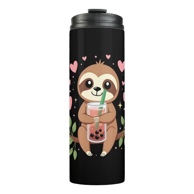 Termo Cute Sloth Boba Bubble Milk Tea Kawaii Women Girls (Anverso)