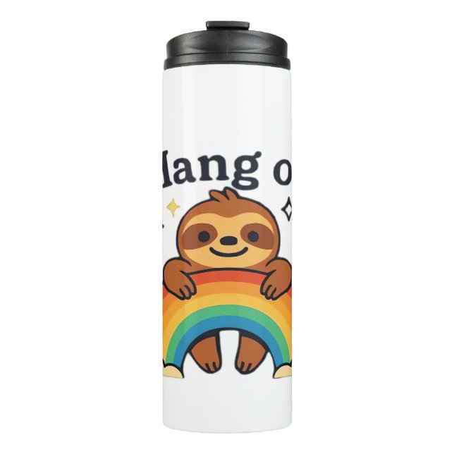 Termo Cute Sloth �Hang On� Rainbow Positive Quote Sticke (Anverso)