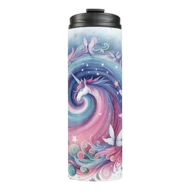 Termo Cute Whimsical Unicorn & Butterfly Thermal Tumbler (Anverso)