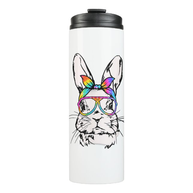 Termo Cutes Bunny Messy Bun Tie Dye Bandana Rabbit Easte (Anverso)