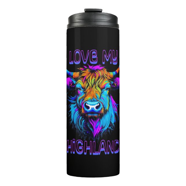Termo Cyberpunk Colorful Ai Highland Cow (Anverso)