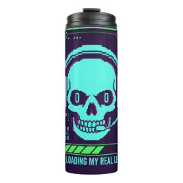 Termo ​Cyberpunk Pixel Skull Travel Mug - Loading My Rea