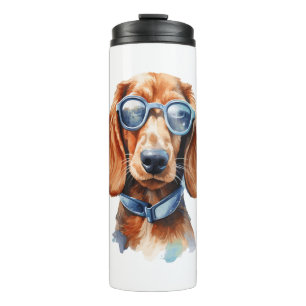 Termo Dachshund con lentes de sol