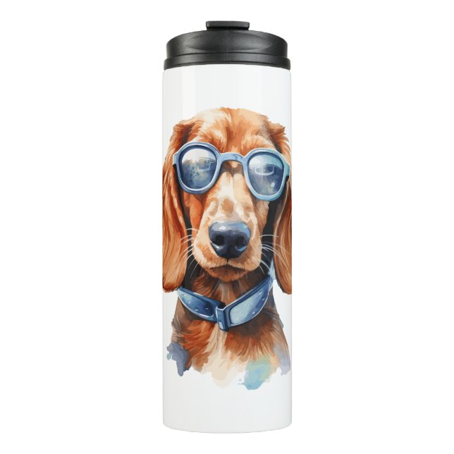 Termo Dachshund con lentes de sol (Anverso)