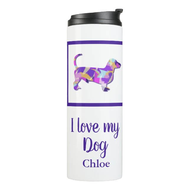 Termo Dachshund Cute Dog Silhouette PurplePY&B (Rotado hacia la izquierda)