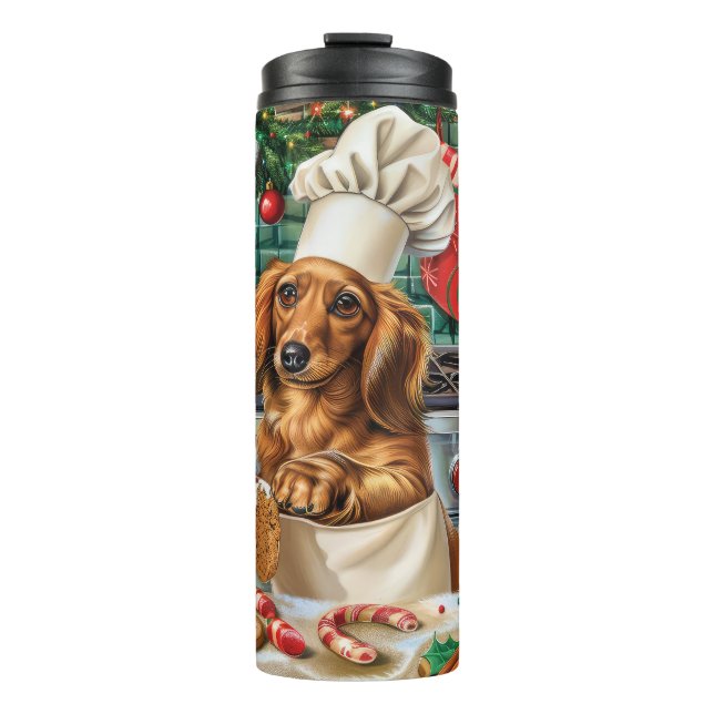 Termo Dachshund Holiday Baking: Navidades festivos (Anverso)