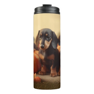 Termo Dachshund Puppy Calabaza deslumbrante de otoño