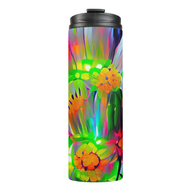 Termo Daisies abstractos neones con colores vivos (Anverso)