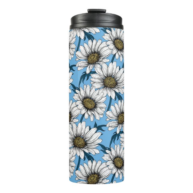 Termo Daisies, flores silvestres en azul (Anverso)