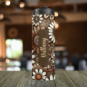 Termo Daisy de la flor de nacimiento personalizada April