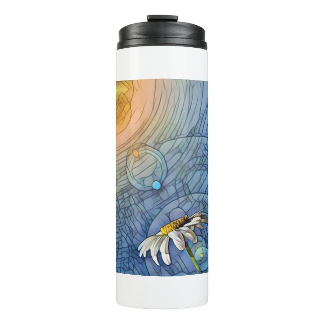 Termo Daisy De Vidrio Manchado Al Sol (Anverso)