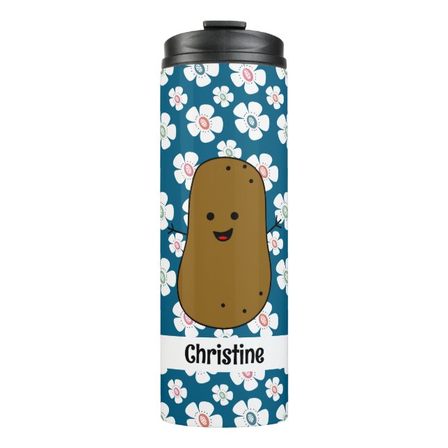 Termo Daisy Flowers Ocean Blue Brown Personalizado (Anverso)