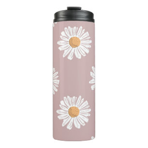 Termo Daisy Rosa: Patrón de repetición floral.