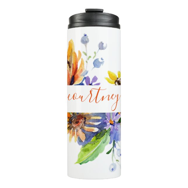 Termo Dalias personalizadas con acuarela (Anverso)