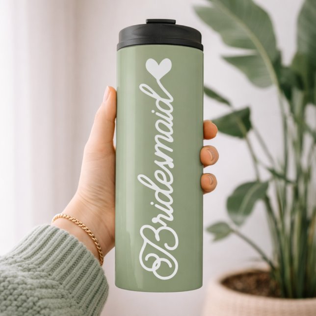 Termo Dama de honor | Favor de fiesta de soltera persona (Custom Sage Tumbler Elegant Gift for Her, Minimalist Thermal Tumbler Custom Bridal Thank You Gift)