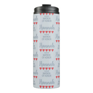 Termo Dama de Honor Matrona de 5 Corazones para Bodas y