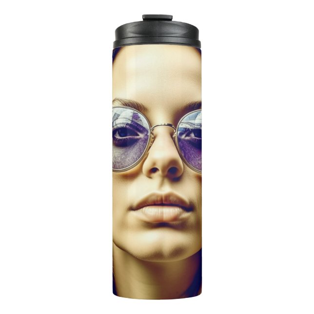 Termo Dama genial con reflejo en sus gafas de sol (Anverso)