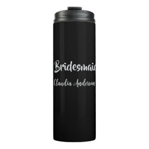 Termo Damas de honor nombre boda plata negro