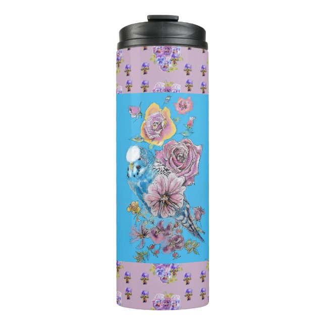 Termo Damas florales de Blue Budgie Watercolor (Anverso)