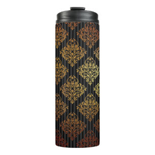 Termo Damascado vintage negro y dorado Grunge