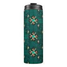 Damasco vintage grunge azul turquesa y pavón dorad