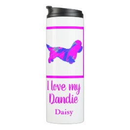 Termo Dandie Dinmont Dog Hot Pink & Blue Silhouette