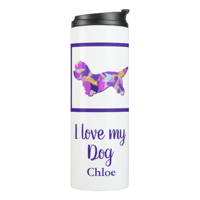 Termo Dandie Dinmont Terrier Dog Silhouette PurplePY&B (Rotado hacia la izquierda)