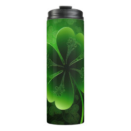 TERMO DARK GREEN INTRICATE IRISH CELTIC SHAMROCKS