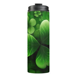 TERMO DARK GREEN INTRICATE IRISH CELTIC SHAMROCKS