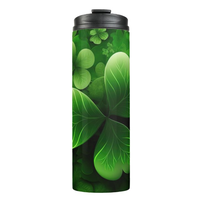 TERMO DARK GREEN INTRICATE IRISH CELTIC SHAMROCKS (Anverso)