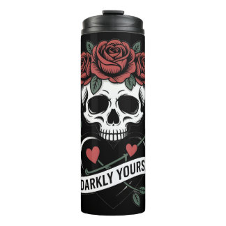 Termo Darkly Yours Graphic: Gothic Skull with Red Roses 