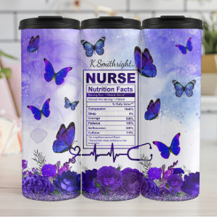 Termo Datos Nutricionales Enfermera Mariposa Morada