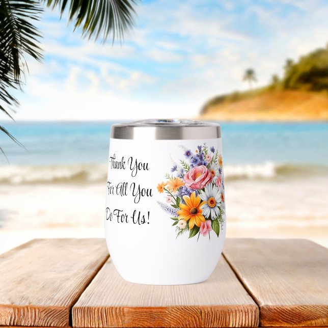 Termo de vino con mensaje personalizado (Playa (girada))
