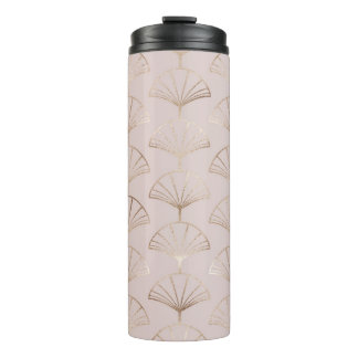 Termo Deco de Arte Dorado: Patrón de hojas de ventilador