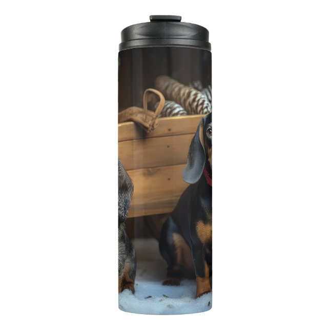 Termo Decoración de los Navidades de Dachshund Snowy Sle (Anverso)