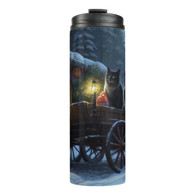 Termo Decoración de los Navidades de Sleigh Ride, un gat (Anverso)