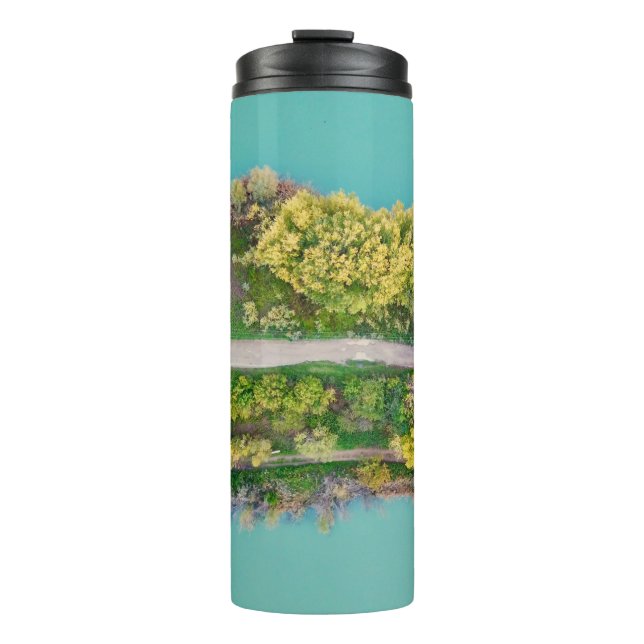 Termo Decoración verde, marrón y amarilla (Anverso)