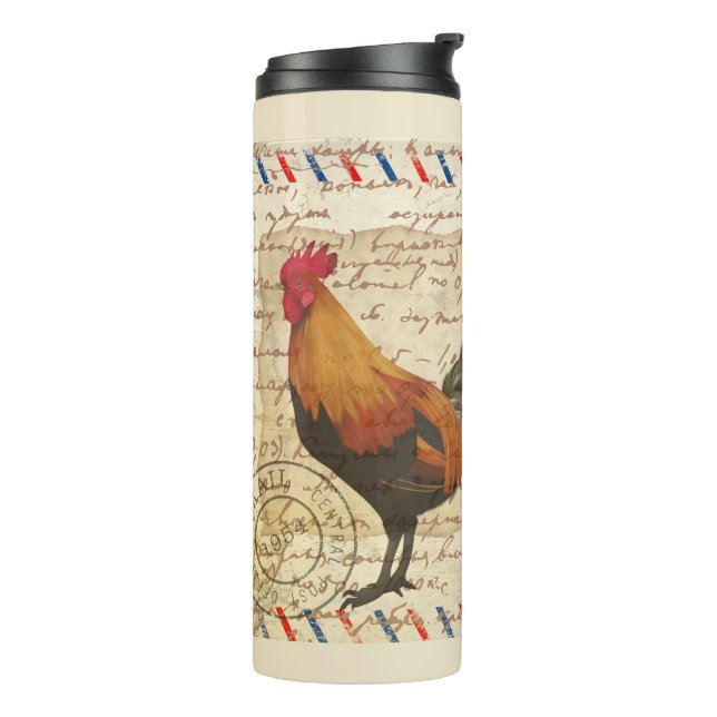 Termo Decoupage Vintage Ephemera Farm Barn Rooster (Rotado hacia la izquierda)
