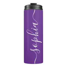 Termo Deep Purple White Script Custom Thermal Tumbler