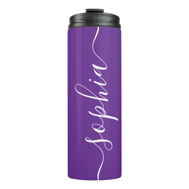 Termo Deep Purple White Script Custom Thermal Tumbler (Anverso)