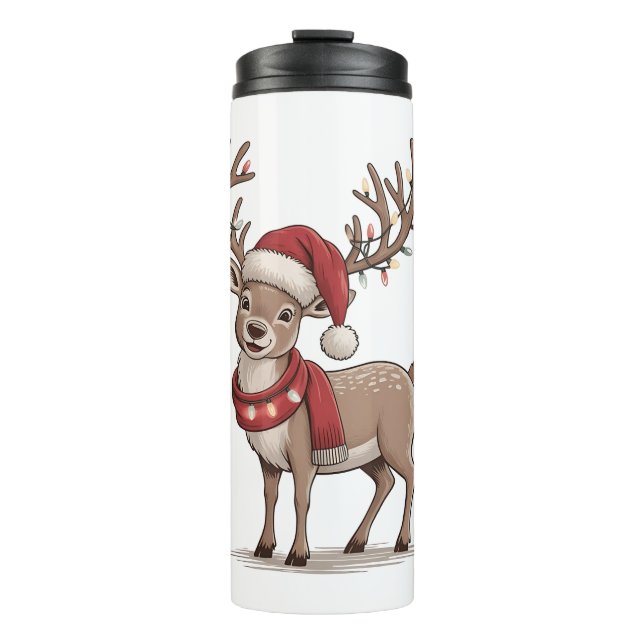 Termo Deer Animal Christmas Deer Santa Hat Xmas  (Anverso)
