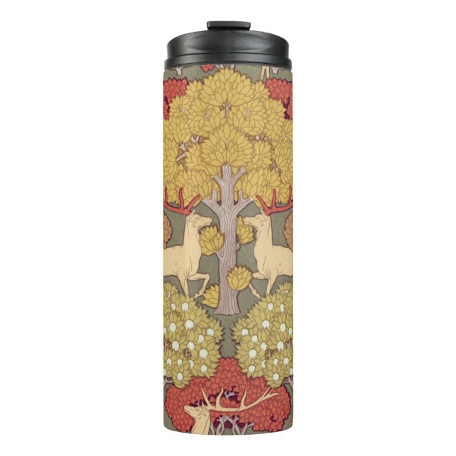 Termo Deer &Tree Squirrel Bird Rowan Berries Art Nouveau (Anverso)
