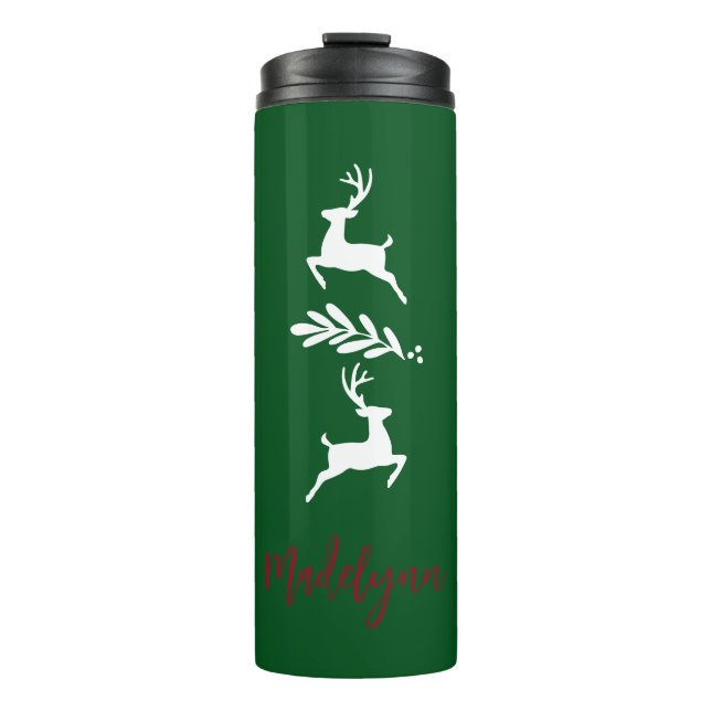 Termo Deer y nombre personalizado de Navidades curados (Anverso)