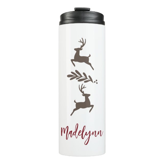 Termo Deer y nombre personalizado de Navidades curados (Anverso)
