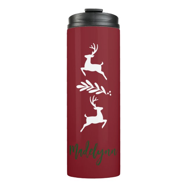 Termo Deer y nombre personalizado de Navidades curados (Anverso)