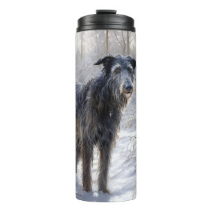 Termo Deerhound escocés deja que nieve Navidades