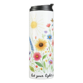 Termo Deja que tu luz brille flores y sol personalizado